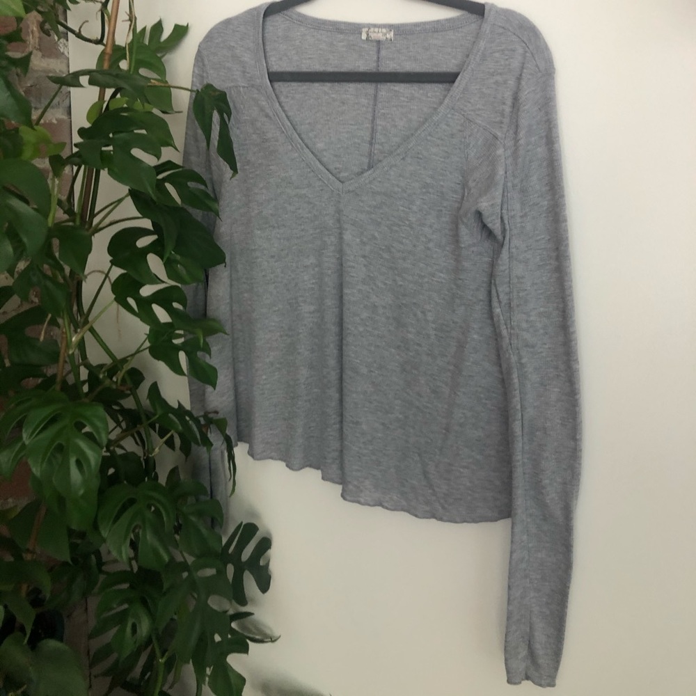 Free people ribbed Henley long sleeve top